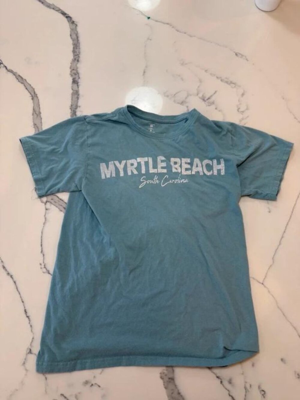 Coastal Swell Womens Light Blue Graphic T-Shirt Myrtle Beach Size S
